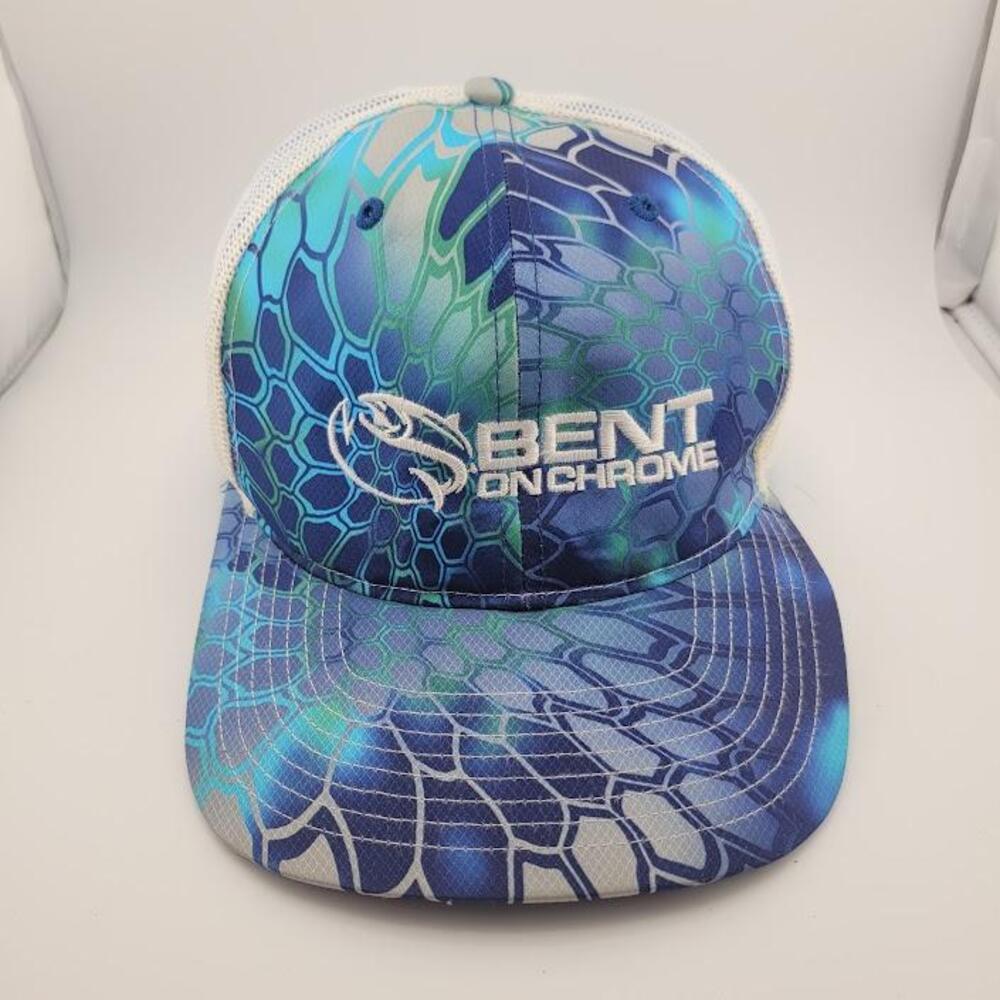 Bent On Chrome Hat Cap Snap Back Blue Green Trucker Fishing Richardson 112 Mens